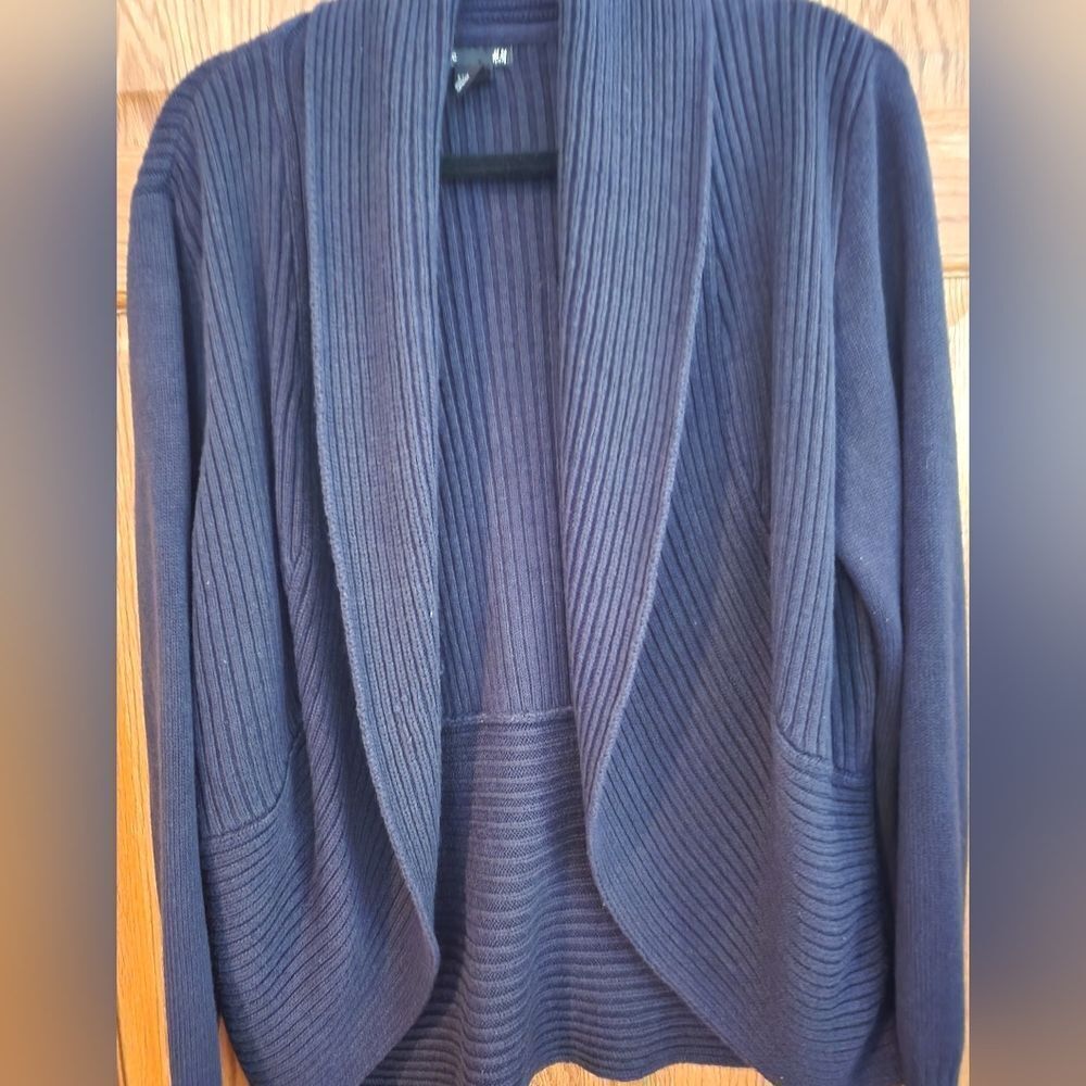 H&M Dark Gray Ribbed Cardigan Sweater